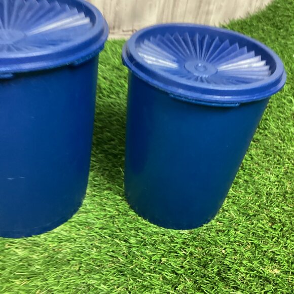 Vintage Tupperware Canister Containers Dark Blue With Lids (4) - Picture 9 of 16